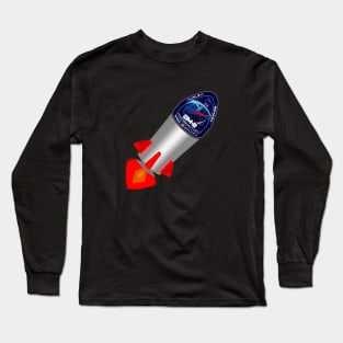 Falcon Space rocket with Spacex NASA DM-2 Mission patch Long Sleeve T-Shirt